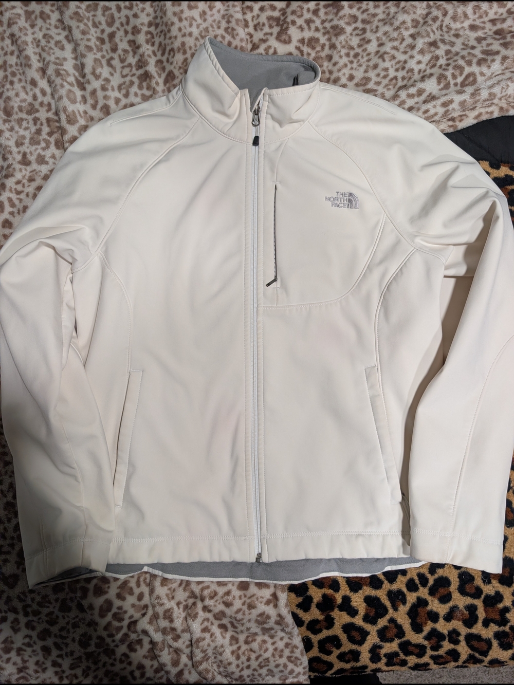 The North Face White and Light Gray Fleece Jacket